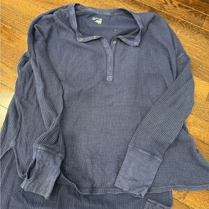 Aerie Thermal Henley Long Sleeve Shirt - Navy
